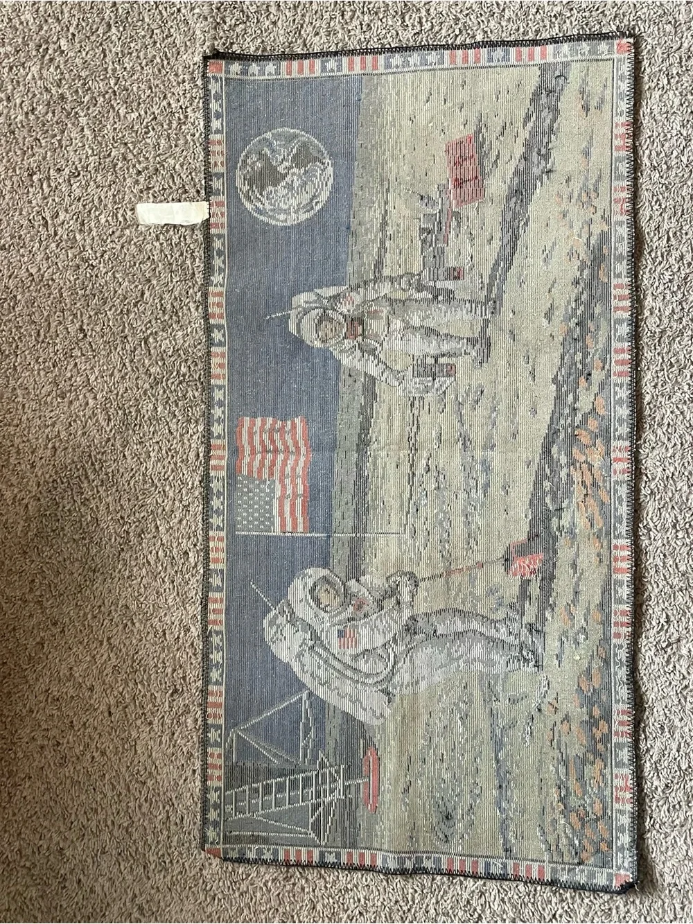 Vintage Moon Landing Tapestry Astronaut Apollo First Man on the Moon